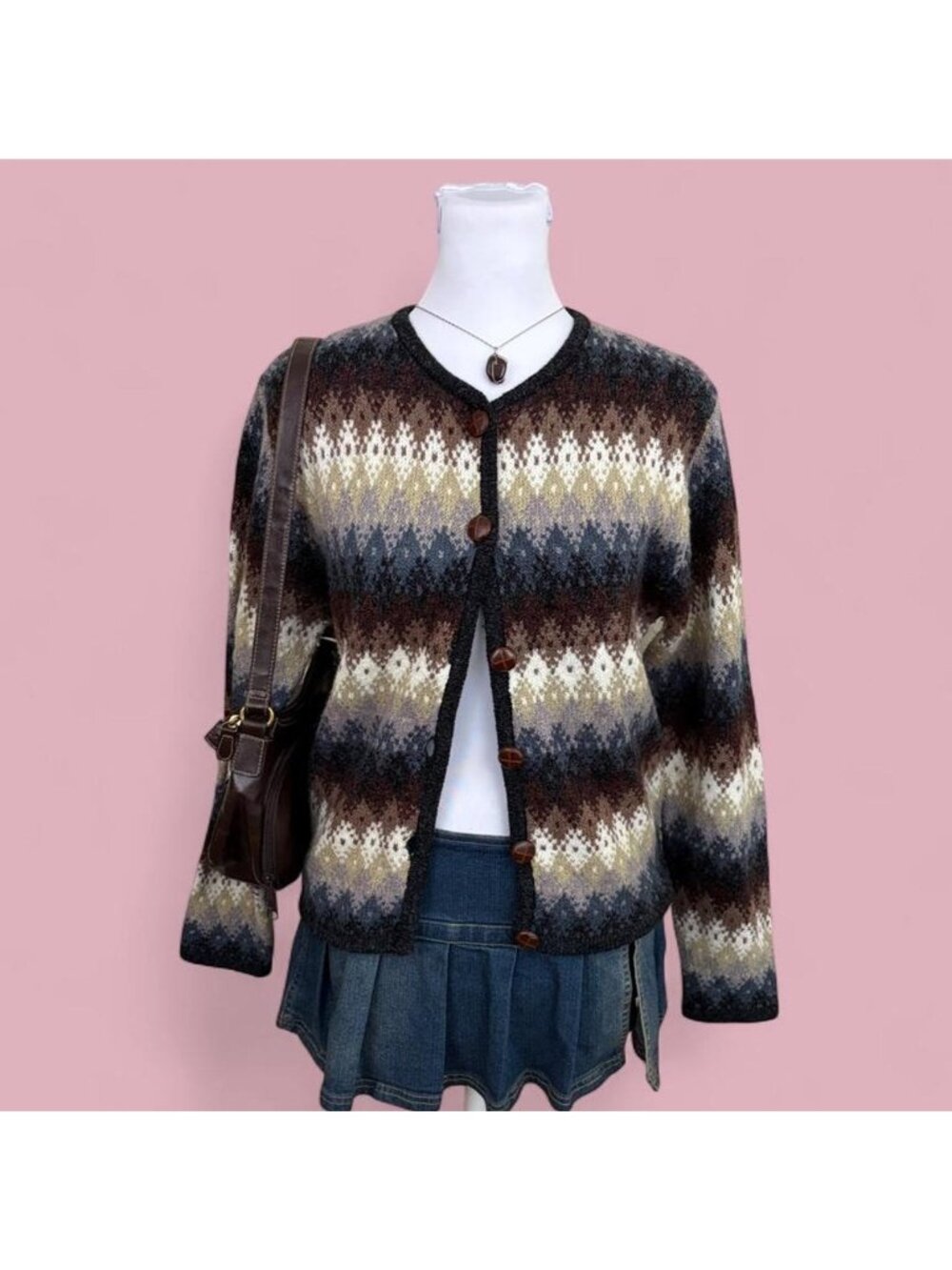 90s striped cottagecore cardigan